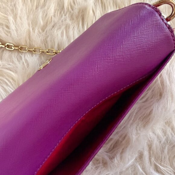 Tory Burch Chain Wallet - Purple Leather - Picture 3 of 9